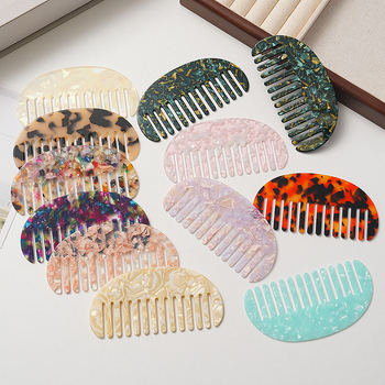 Grebena za kosu s acetatnom pločom, geometrijski dizajn, polukružni oblik, japansko-korejski retro stil