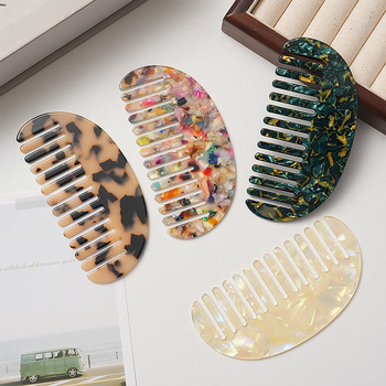 Grebena za kosu s acetatnom pločom, geometrijski dizajn, polukružni oblik, japansko-korejski retro stil
