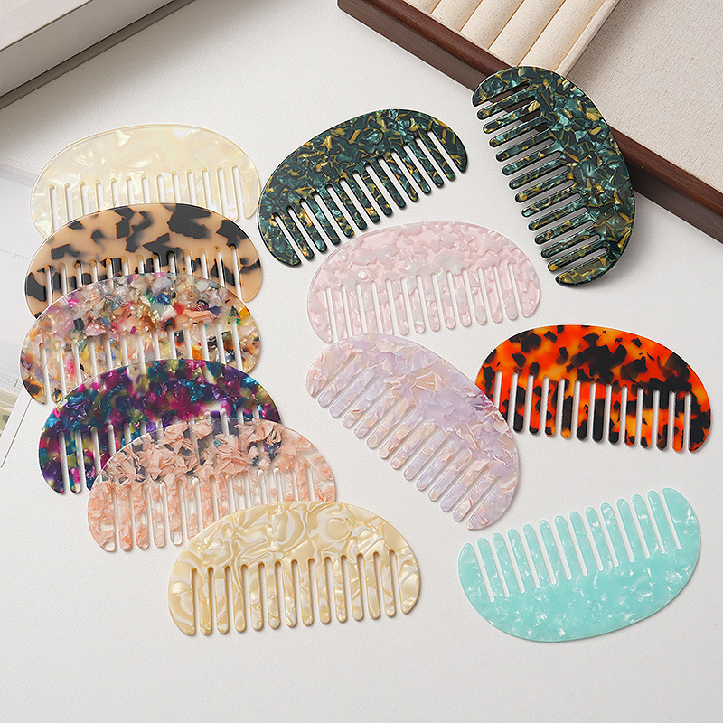 Grebena za kosu s acetatnom pločom, geometrijski dizajn, polukružni oblik, japansko-korejski retro stil