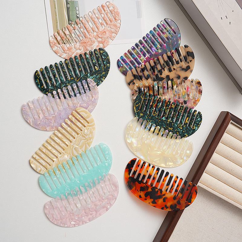 Grebena za kosu s acetatnom pločom, geometrijski dizajn, polukružni oblik, japansko-korejski retro stil