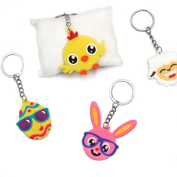 PVC pehme kummist võtmehoidja – animatsioonistiil, lastele, ovaalne kuju küülikumuna, litsentsitud privaatne bränd, hulgipakkimine