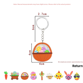 PVC pehme kummist võtmehoidja – animatsioonistiil, lastele, ovaalne kuju küülikumuna, litsentsitud privaatne bränd, hulgipakkimine