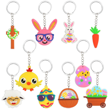 PVC pehme kummist võtmehoidja – animatsioonistiil, lastele, ovaalne kuju küülikumuna, litsentsitud privaatne bränd, hulgipakkimine