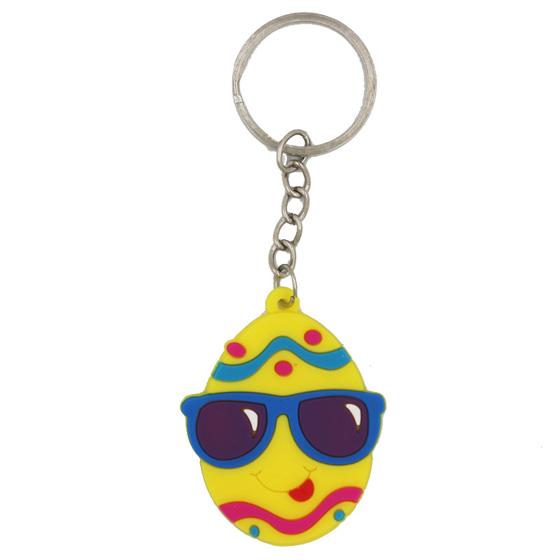 PVC pehme kummist võtmehoidja – animatsioonistiil, lastele, ovaalne kuju küülikumuna, litsentsitud privaatne bränd, hulgipakkimine