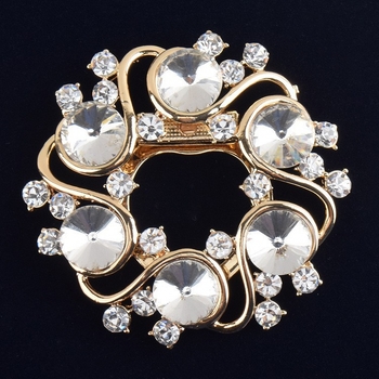 Broš od legure, zlatno ugravirani motiv Bauhinijevog cvijeta, marka Himana, za žensku uredsku modu