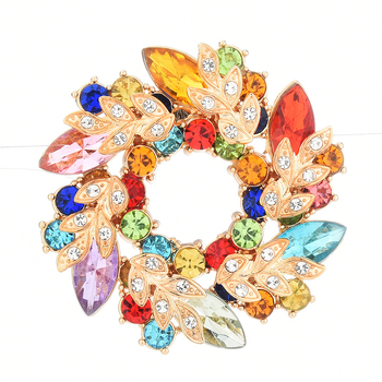 Broš od legure, zlatno ugravirani motiv Bauhinijevog cvijeta, marka Himana, za žensku uredsku modu