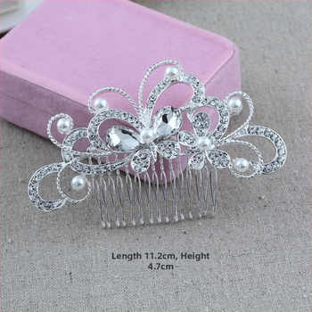 Koreapõhise stiiliga segust juuksekamm lillede motiiviga, elektroplakatsioon, kristallide aktsendid