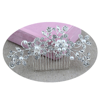 Koreapõhise stiiliga segust juuksekamm lillede motiiviga, elektroplakatsioon, kristallide aktsendid