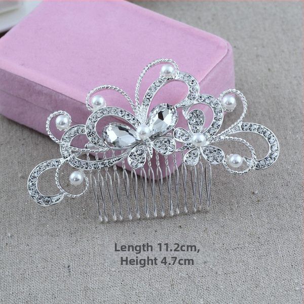 Koreapõhise stiiliga segust juuksekamm lillede motiiviga, elektroplakatsioon, kristallide aktsendid