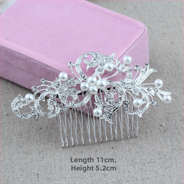 Koreapõhise stiiliga segust juuksekamm lillede motiiviga, elektroplakatsioon, kristallide aktsendid