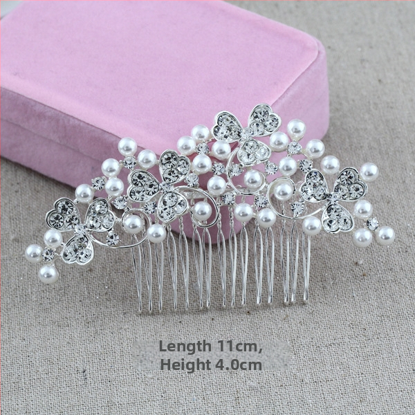 Koreapõhise stiiliga segust juuksekamm lillede motiiviga, elektroplakatsioon, kristallide aktsendid