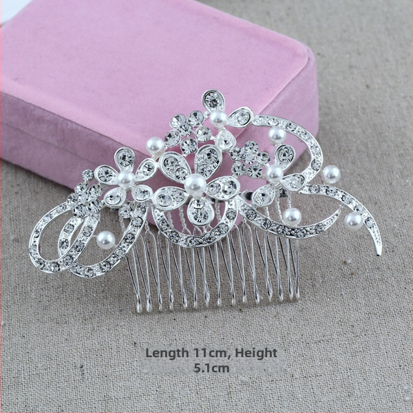 Koreapõhise stiiliga segust juuksekamm lillede motiiviga, elektroplakatsioon, kristallide aktsendid