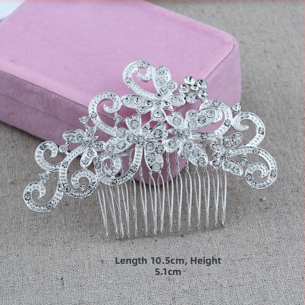 Koreapõhise stiiliga segust juuksekamm lillede motiiviga, elektroplakatsioon, kristallide aktsendid