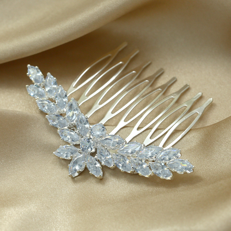 Nuotakos plaukų šukos su karūnos dizainu, cirkonis, natūralus moteriškas stilius, elektroplakavimas, individualus įpakavimas