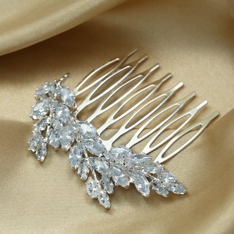 Nuotakos plaukų šukos su karūnos dizainu, cirkonis, natūralus moteriškas stilius, elektroplakavimas, individualus įpakavimas