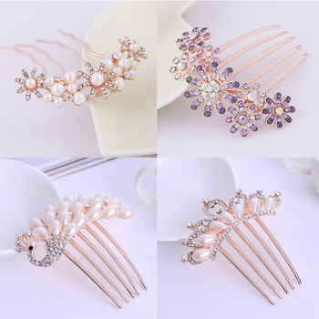 Viiehammaline juuksehari alumiiniumist sulamiga, rhinestones, pael ja pärlid – Korea stiili pulmakoristus