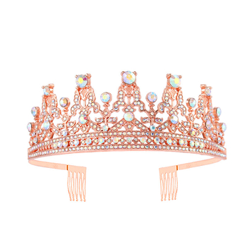 Metalna tiara s kristalima, oblik korone, elektroplating