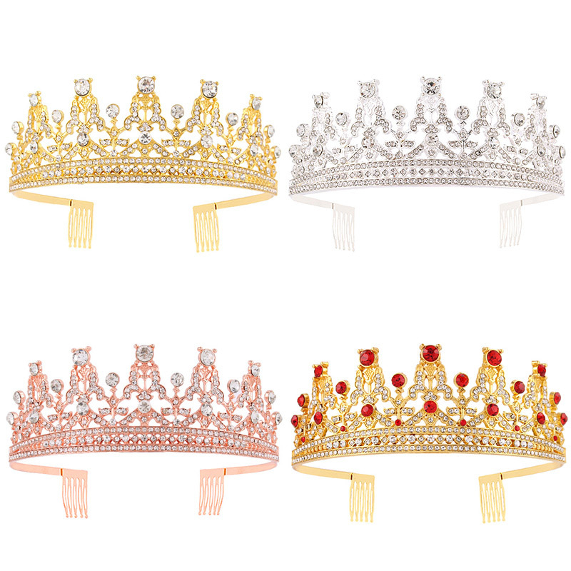 Metalna tiara s kristalima, oblik korone, elektroplating