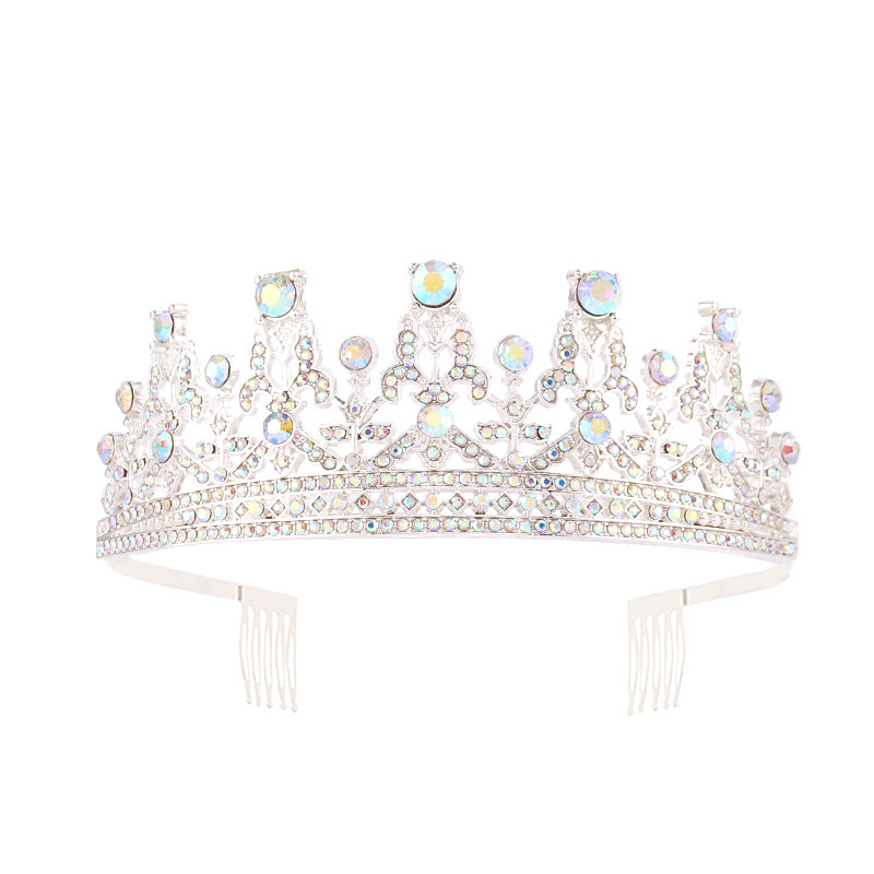 Metalna tiara s kristalima, oblik korone, elektroplating