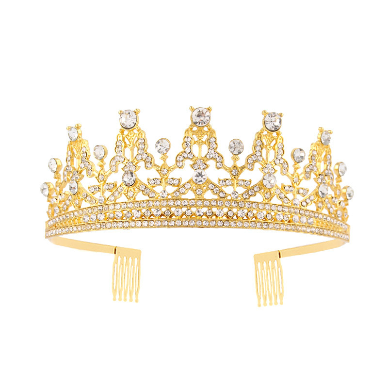 Metalna tiara s kristalima, oblik korone, elektroplating