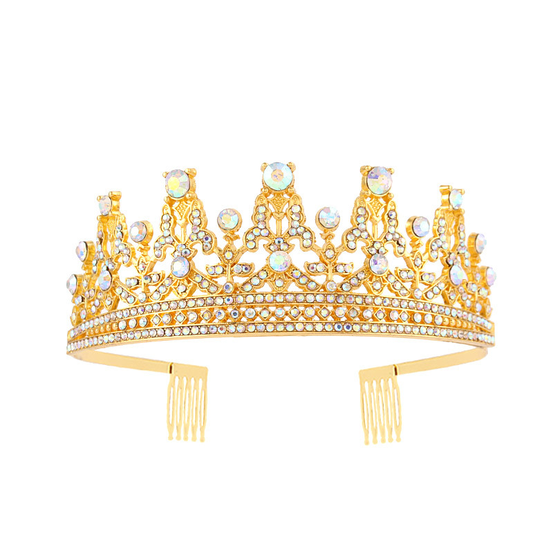 Metalna tiara s kristalima, oblik korone, elektroplating