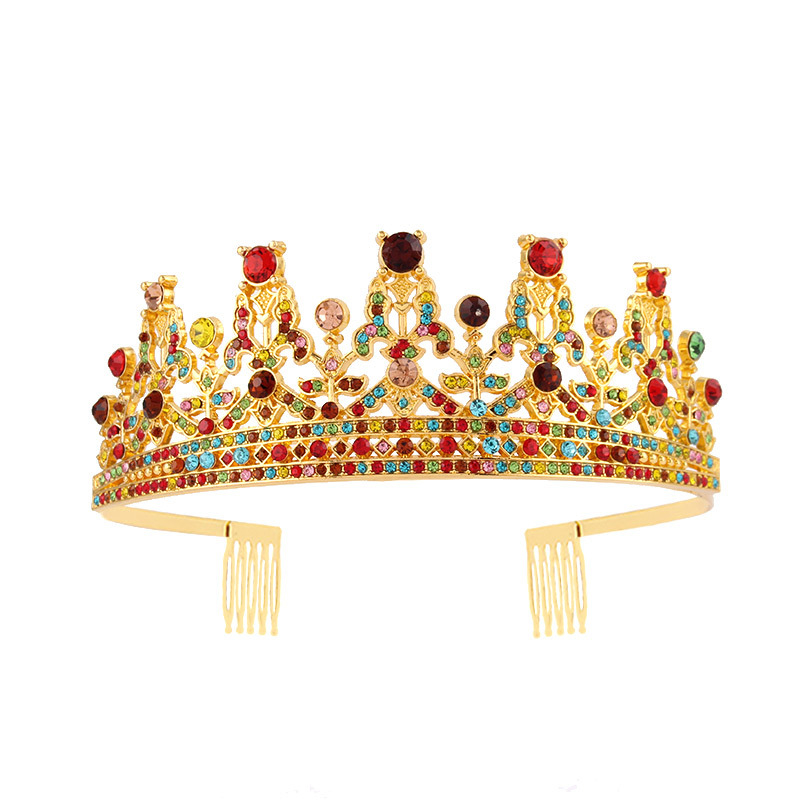 Metalna tiara s kristalima, oblik korone, elektroplating