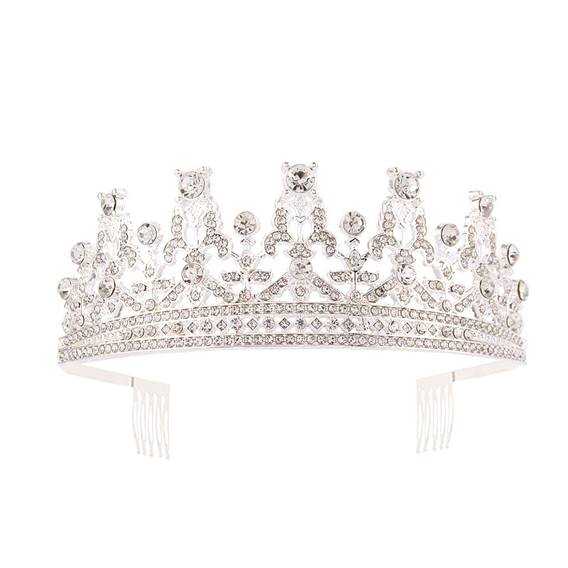 Metalna tiara s kristalima, oblik korone, elektroplating