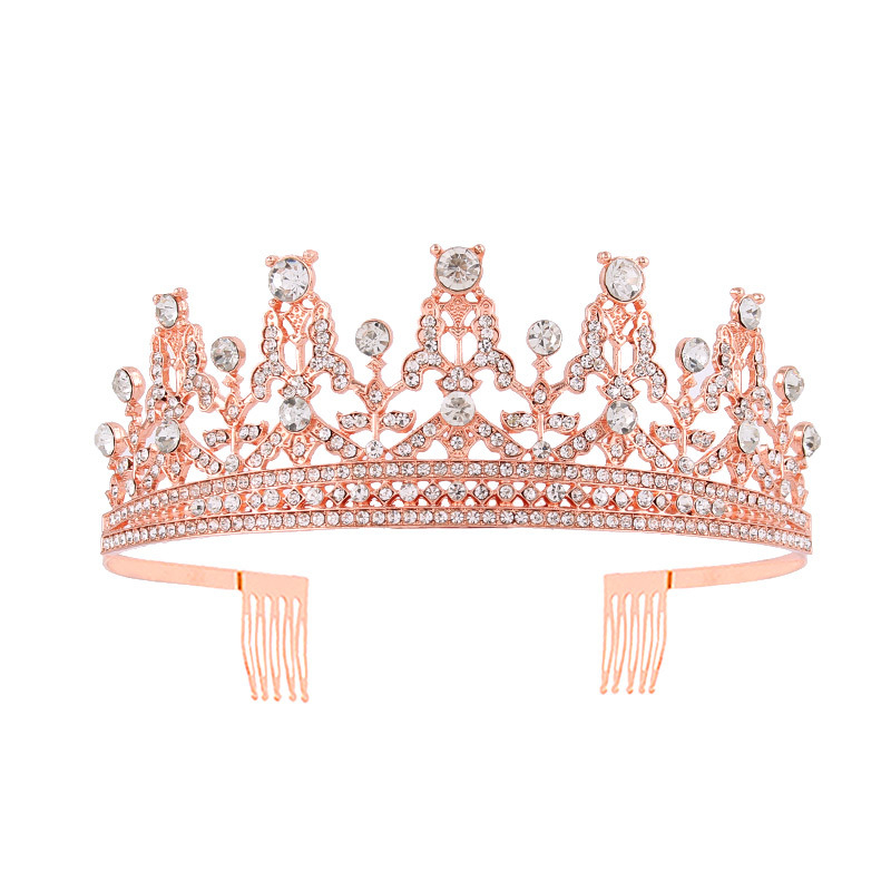 Metalna tiara s kristalima, oblik korone, elektroplating