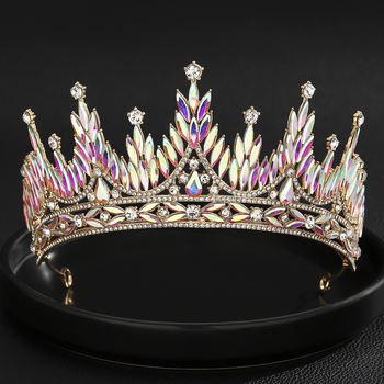 Crna vjenčana kruna za mladenku, luksuzna kruna princeze za rođendan, kraljica ljepote