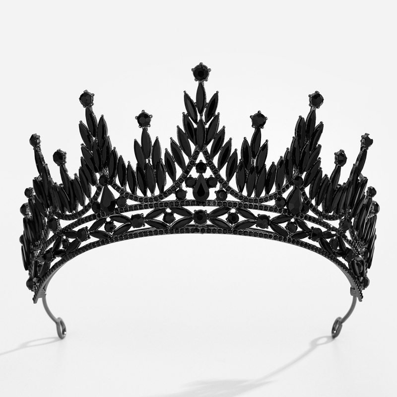 Crna vjenčana kruna za mladenku, luksuzna kruna princeze za rođendan, kraljica ljepote