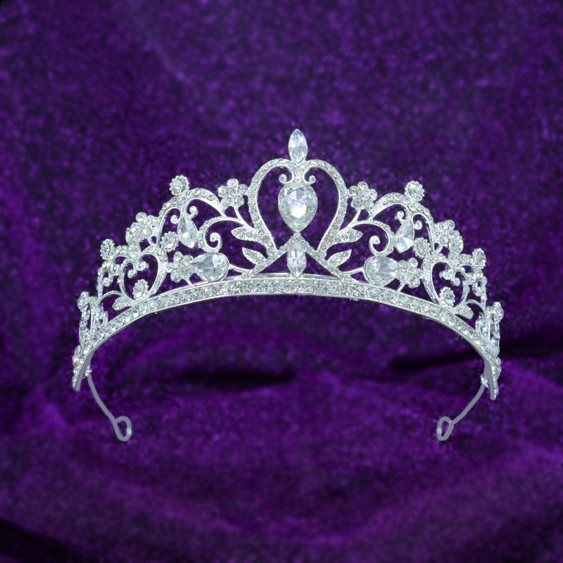 Nevjesta tiara s Rhinestone kristalima, legura, elektroplatiranje, oblik korona, vintage stil