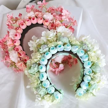 Matu lente ar tīkla ziedu matu loku, rokdarbs, sievietēm, etniskā stila, salds svaigs izskats, pavasaris 2025