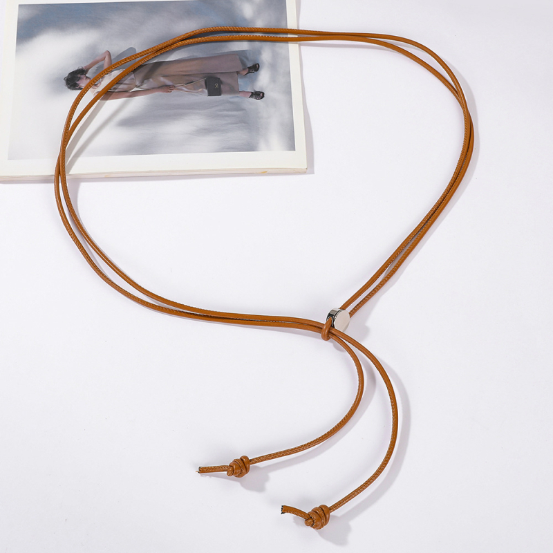 Γυναικεία λεπτή ζώνη από συνθετικό δέρμα με σχέδιο σκοινιού, ρυθμιζόμενος μακρύς ιμάντας για φορέματα και πουκάμισα, μεταλλική αγκράφα από κράμα, κλείσιμο με snap, πλάτος κάτω από 2 cm