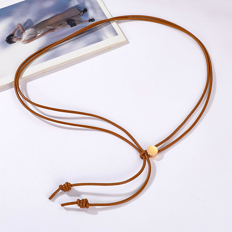 Γυναικεία λεπτή ζώνη από συνθετικό δέρμα με σχέδιο σκοινιού, ρυθμιζόμενος μακρύς ιμάντας για φορέματα και πουκάμισα, μεταλλική αγκράφα από κράμα, κλείσιμο με snap, πλάτος κάτω από 2 cm