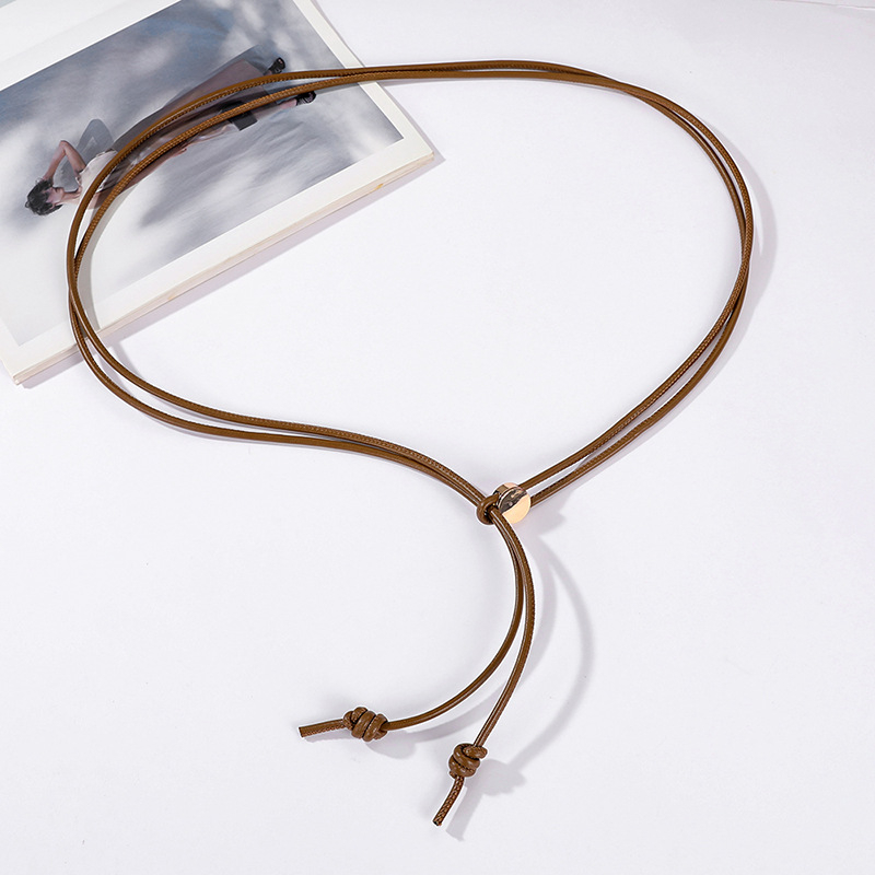 Γυναικεία λεπτή ζώνη από συνθετικό δέρμα με σχέδιο σκοινιού, ρυθμιζόμενος μακρύς ιμάντας για φορέματα και πουκάμισα, μεταλλική αγκράφα από κράμα, κλείσιμο με snap, πλάτος κάτω από 2 cm