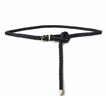 Curea pentru femei din piele sintetică, stil coreean casual, model împletit, cataramă din aliaj, închidere cu pin, lățime <2 cm