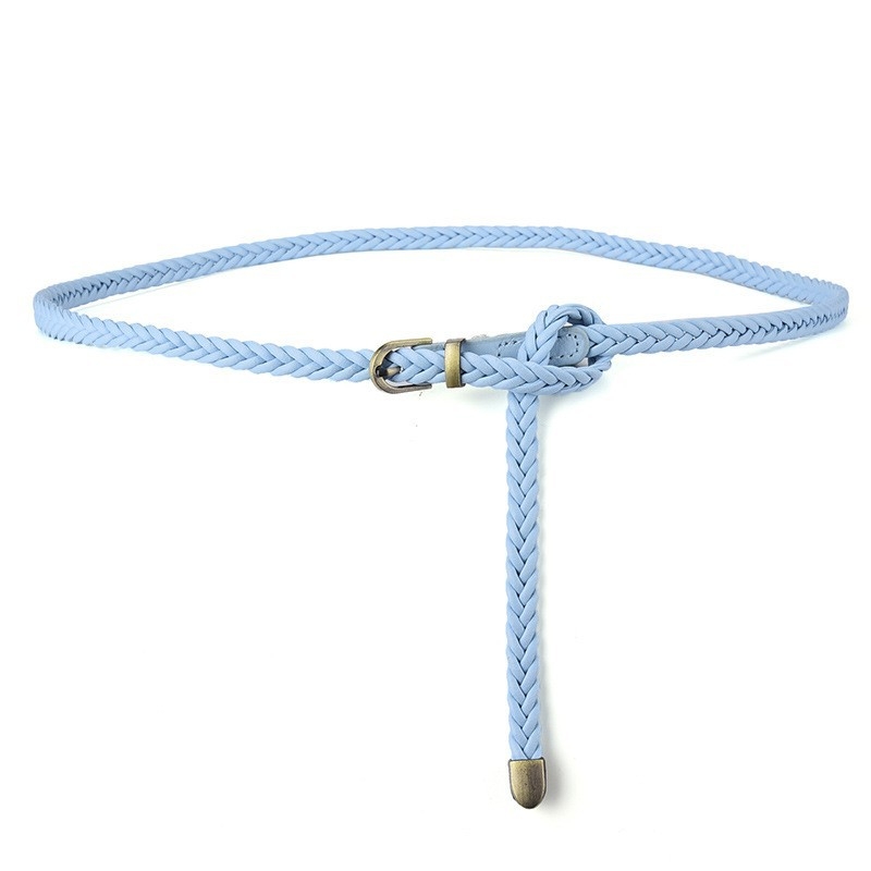 Curea pentru femei din piele sintetică, stil coreean casual, model împletit, cataramă din aliaj, închidere cu pin, lățime <2 cm