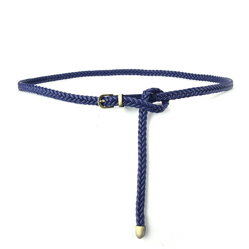 Curea pentru femei din piele sintetică, stil coreean casual, model împletit, cataramă din aliaj, închidere cu pin, lățime <2 cm