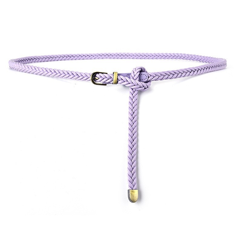 Curea pentru femei din piele sintetică, stil coreean casual, model împletit, cataramă din aliaj, închidere cu pin, lățime <2 cm