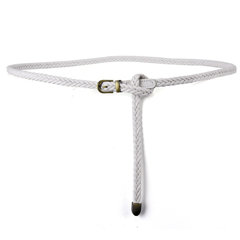 Curea pentru femei din piele sintetică, stil coreean casual, model împletit, cataramă din aliaj, închidere cu pin, lățime <2 cm