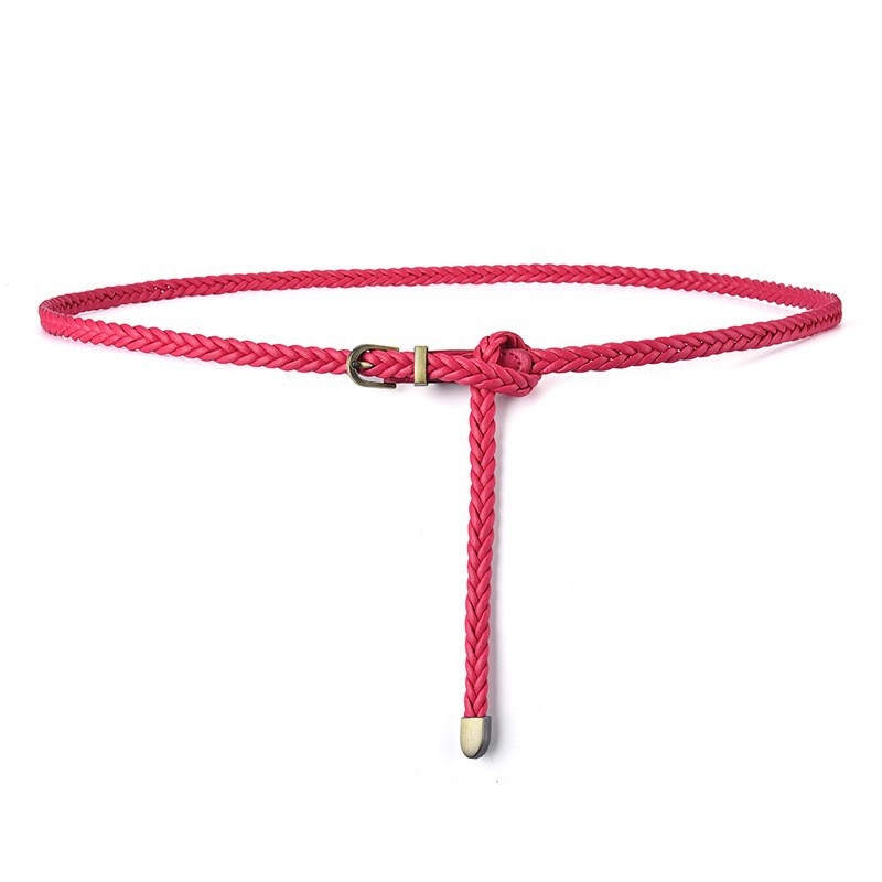 Curea pentru femei din piele sintetică, stil coreean casual, model împletit, cataramă din aliaj, închidere cu pin, lățime <2 cm