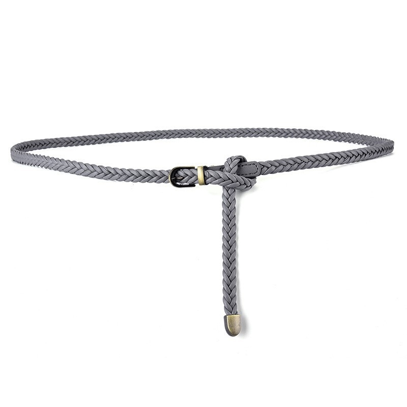 Curea pentru femei din piele sintetică, stil coreean casual, model împletit, cataramă din aliaj, închidere cu pin, lățime <2 cm