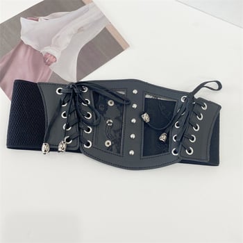 Vidukļa josta ar šņori, plata ķermeņa veidošanai, mākslīgā āda, sievietēm, rudens 2024