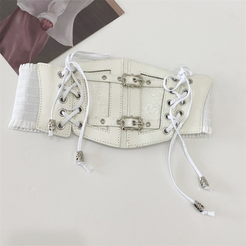 Vidukļa josta ar šņori, plata ķermeņa veidošanai, mākslīgā āda, sievietēm, rudens 2024