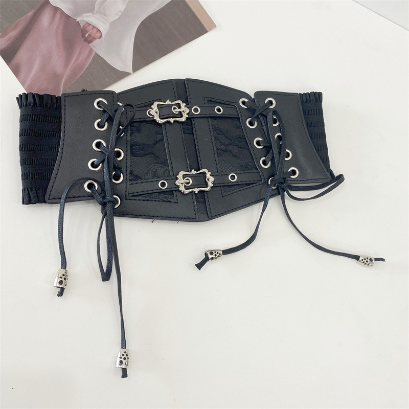 Vidukļa josta ar šņori, plata ķermeņa veidošanai, mākslīgā āda, sievietēm, rudens 2024