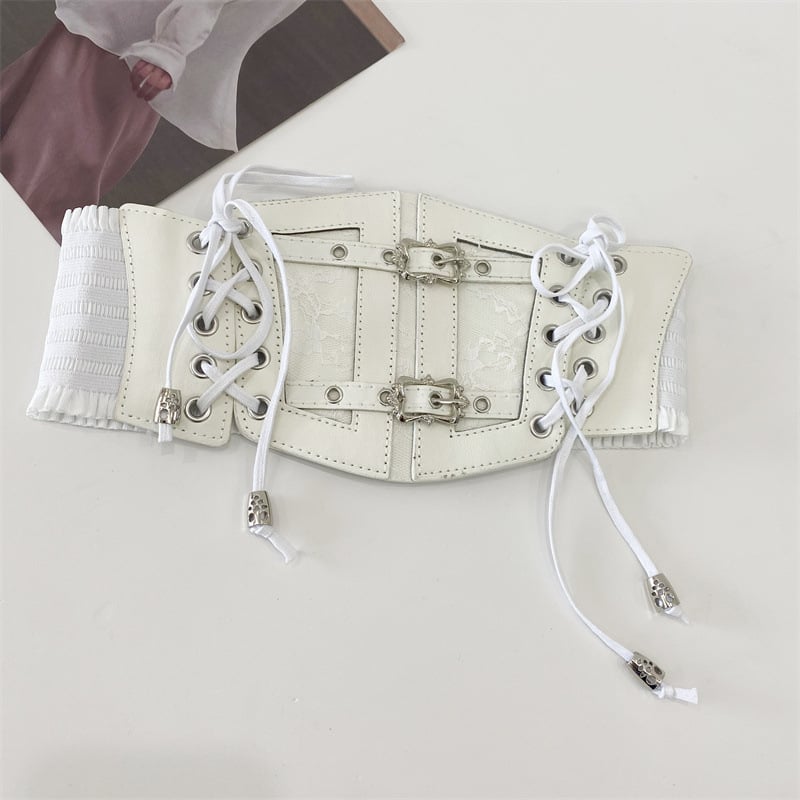 Vidukļa josta ar šņori, plata ķermeņa veidošanai, mākslīgā āda, sievietēm, rudens 2024