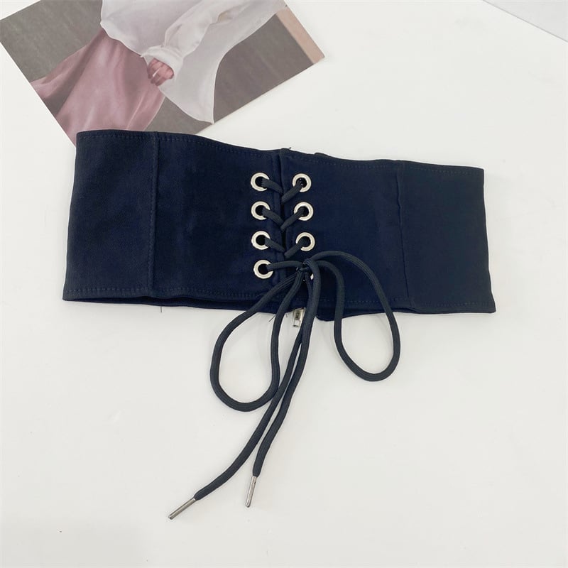 Vidukļa josta ar šņori, plata ķermeņa veidošanai, mākslīgā āda, sievietēm, rudens 2024