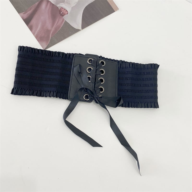 Vidukļa josta ar šņori, plata ķermeņa veidošanai, mākslīgā āda, sievietēm, rudens 2024