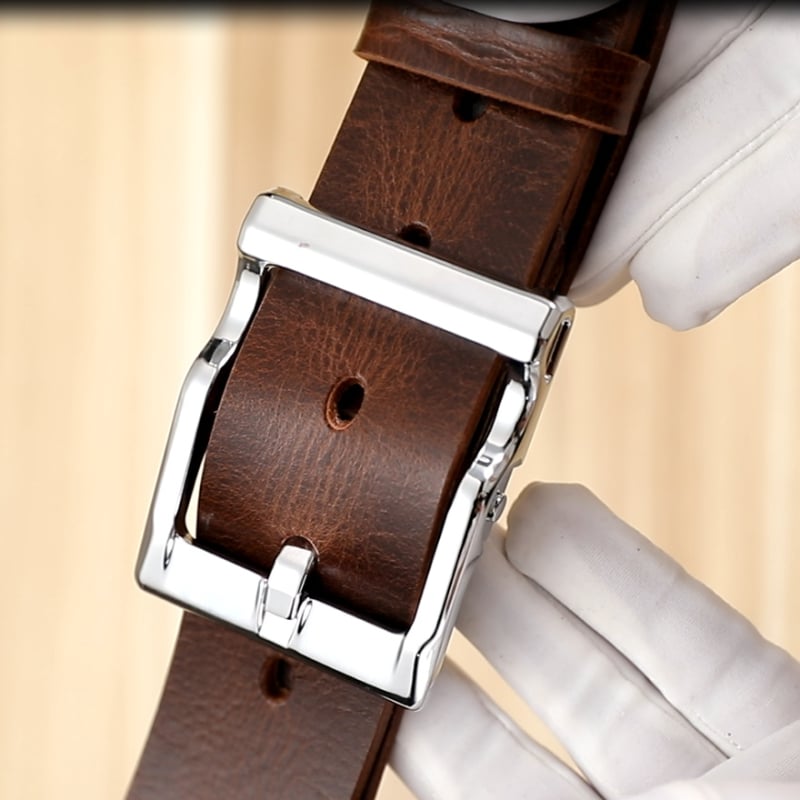 Meeste ehtne nahast vöö, alloy sprādze, kinnitusega nupuga, kaubamärk L.RIDING PULO, äri-/universaalne minimalist stiil