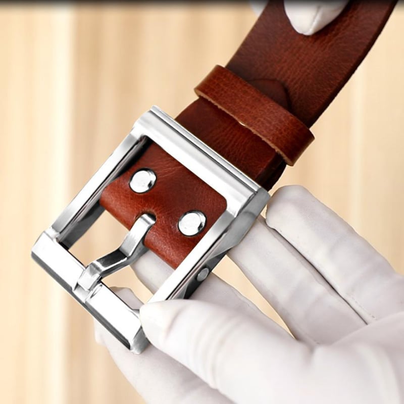 Meeste ehtne nahast vöö, alloy sprādze, kinnitusega nupuga, kaubamärk L.RIDING PULO, äri-/universaalne minimalist stiil